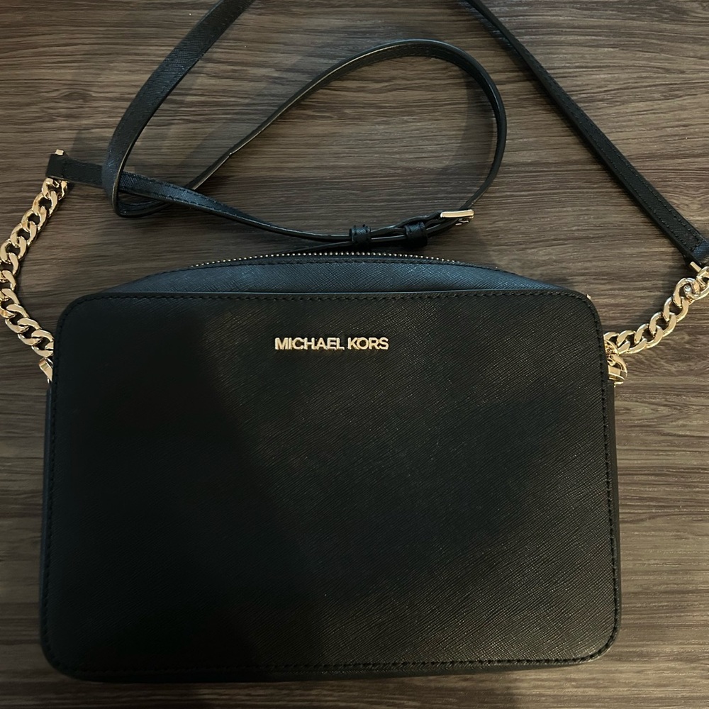 Michael Kors Black Crossbody Bag with Gold Chain